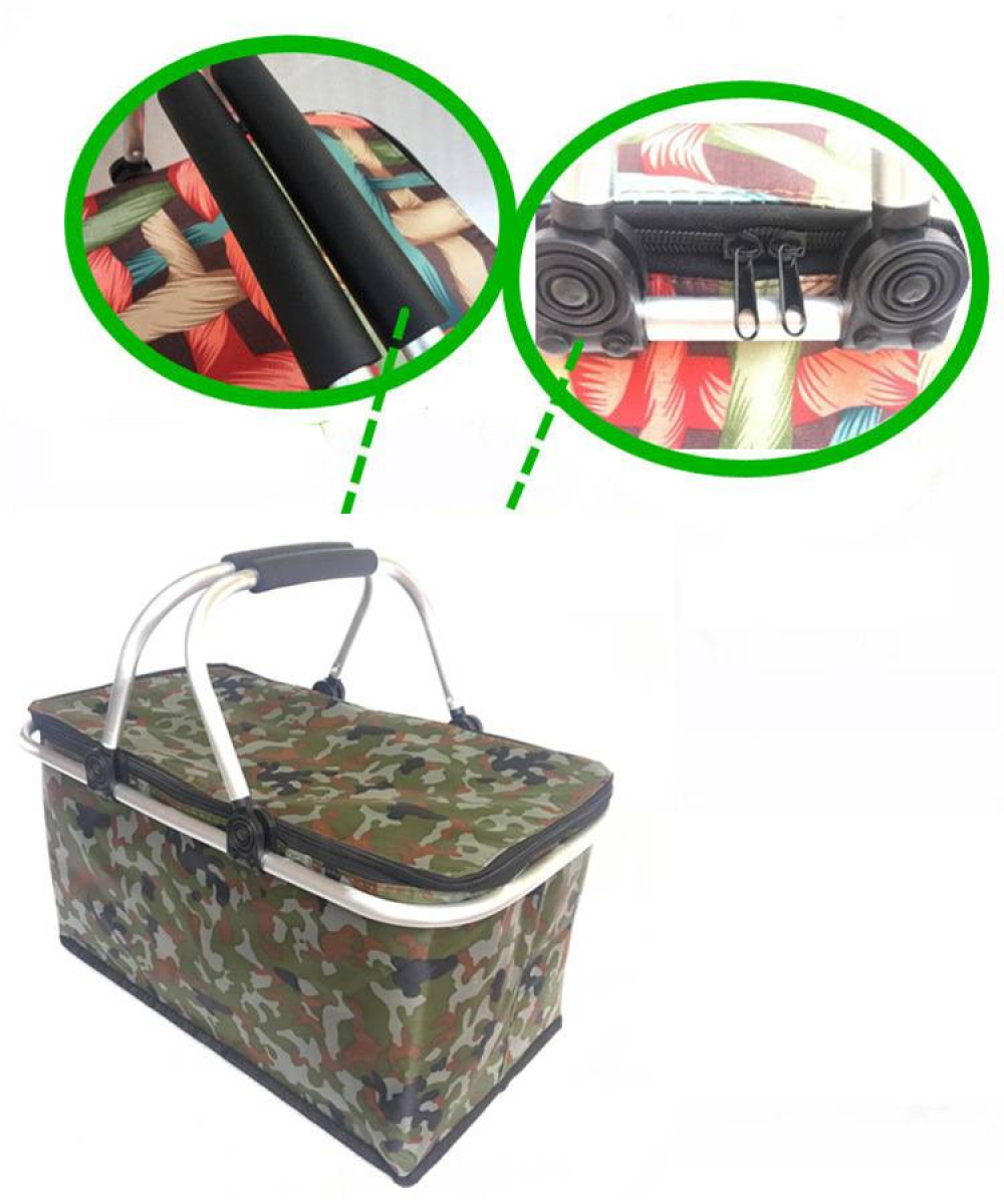 Термо-чанта за пикник с двойна дръжка "Розова на бели точки"