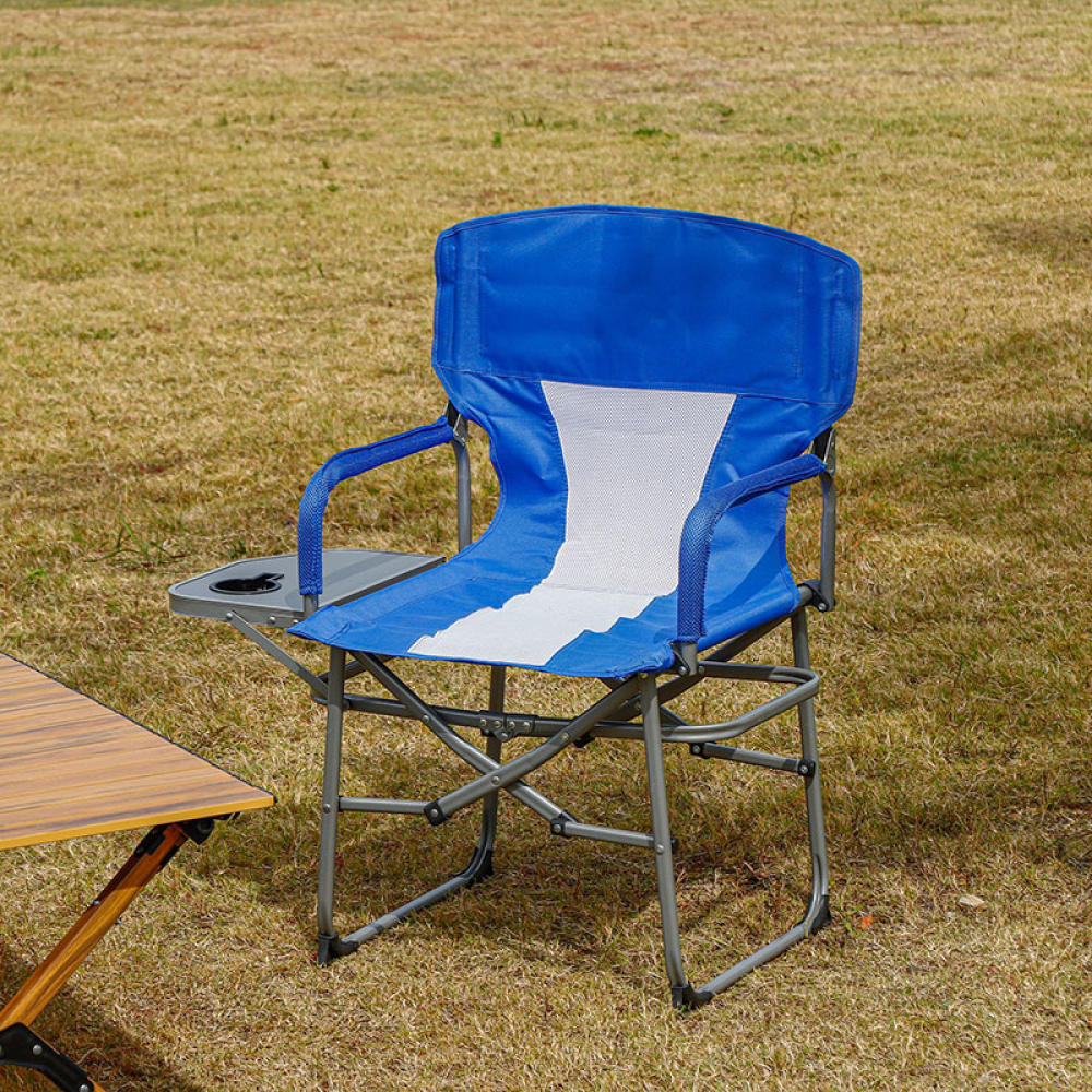 Сгъваем туристически стол с облегалка до 100 кг. със странична масичка