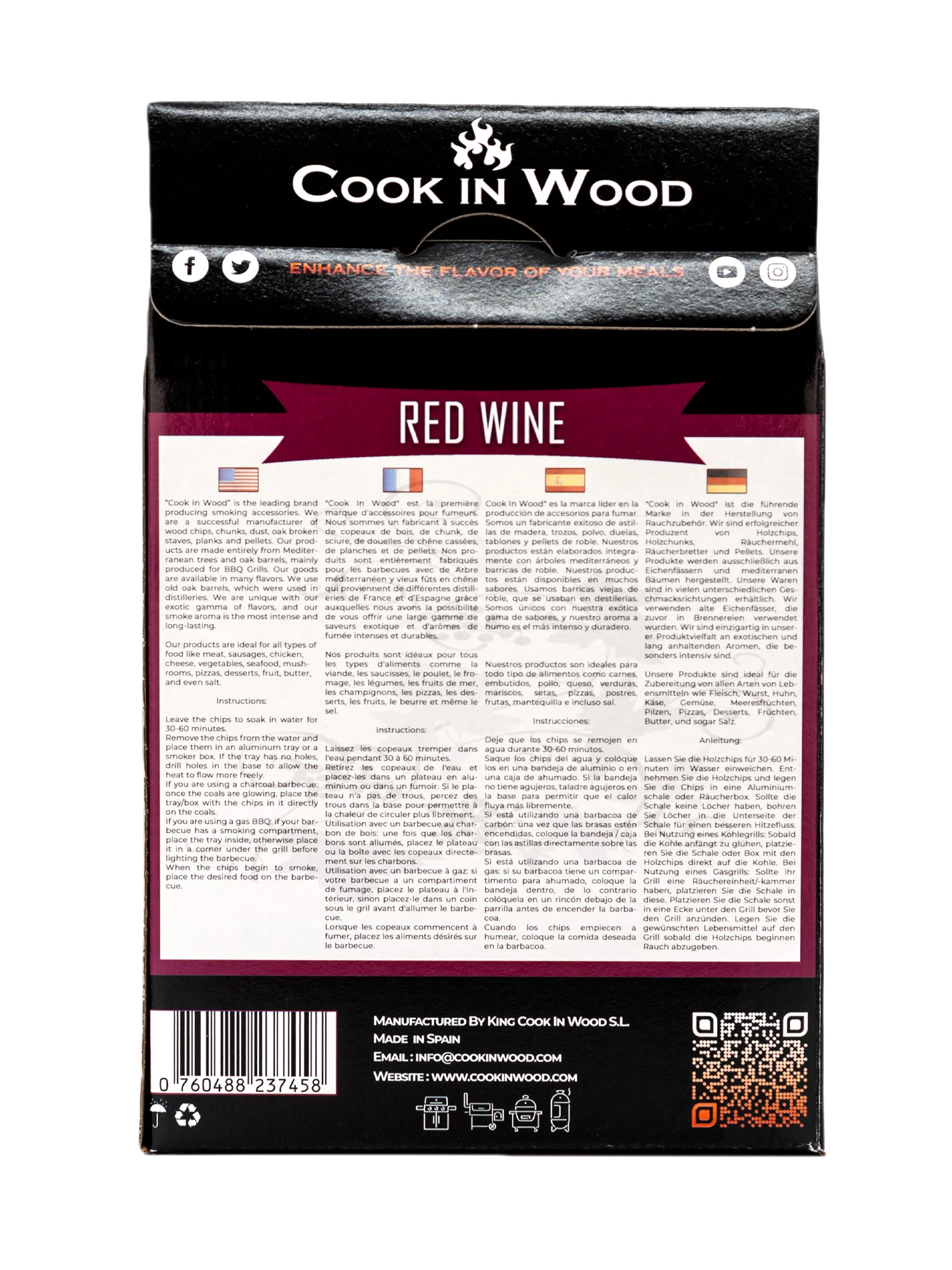 Чипс за опушване COOK IN WOOD – дъб от червено вино Чипс за опушване COOK IN WOOD – дъб от червено вино