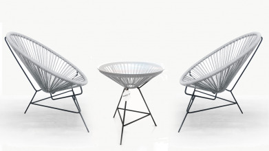 Градински сет с 2 кресла и масичка Светло сив