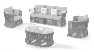 Градински сет LUCCA Светло сив с диван, кресла и маса