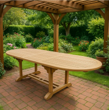 Разтегателна маса от тиково дърво ОВАЛ 180/240 х 100 х Н75 см. за външна употреба