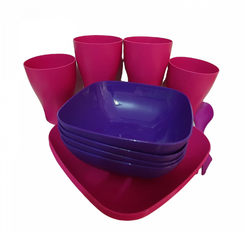 Комплект за пикник с пластмасови прибори и посуда (1690421)