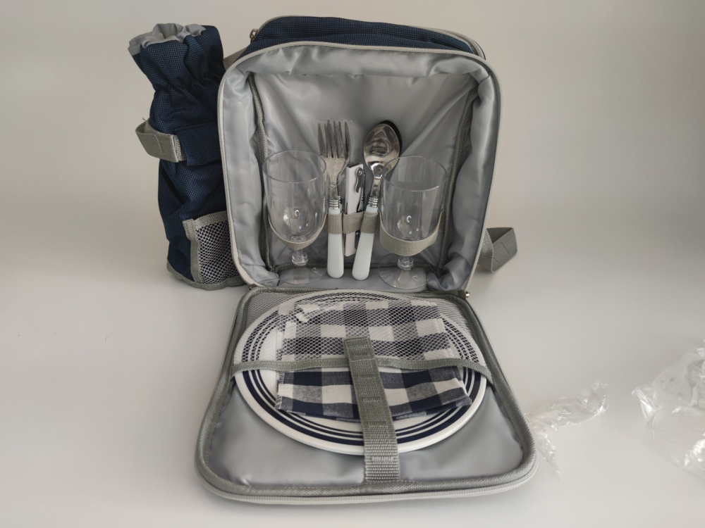 Компактна чанта за пикник за двама с термо-калъф за бутилка