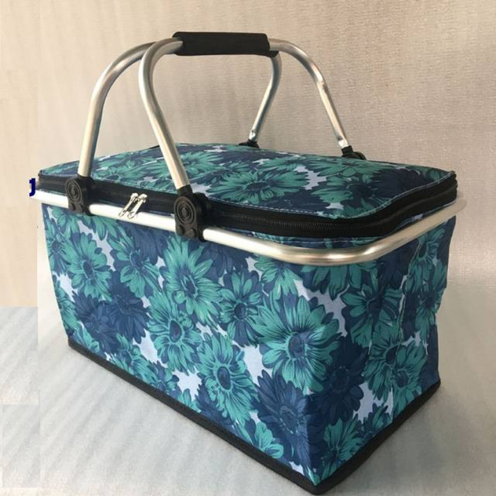 Термо-чанта за пикник с двойна дръжка "Сини цветя"