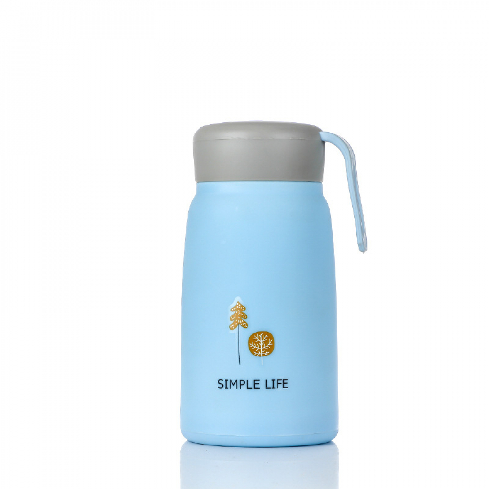 Детска стъклена бутилка за вода с пластмасово покритие "Simple Life" 350 мл. - Синя