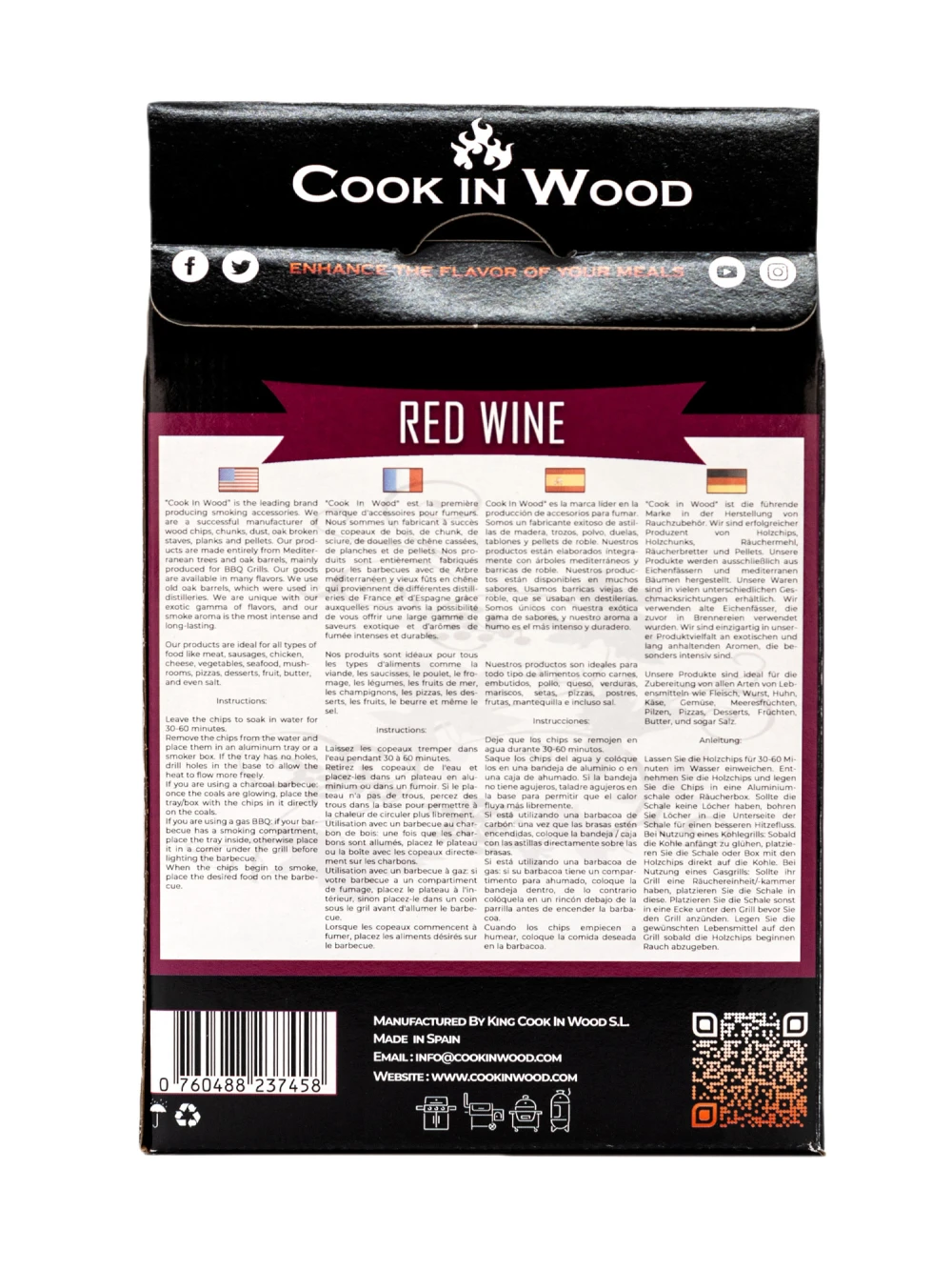 Чипс за опушване COOK IN WOOD – дъб от червено вино Чипс за опушване COOK IN WOOD – дъб от червено вино