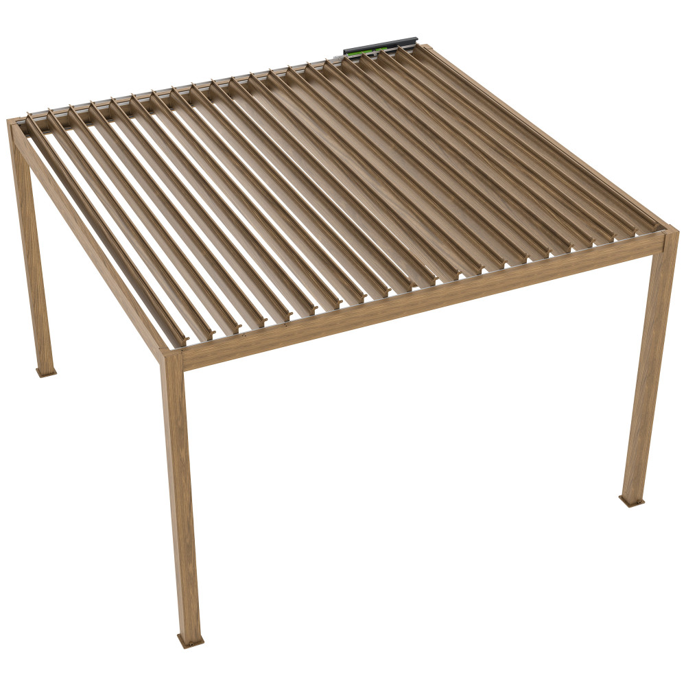 Електрическа пергола LUXE 4x4 м дърво с LED осветление