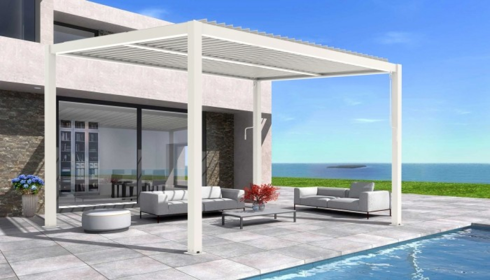 Алуминиева пергола Luxe 3x4 бяла с LED