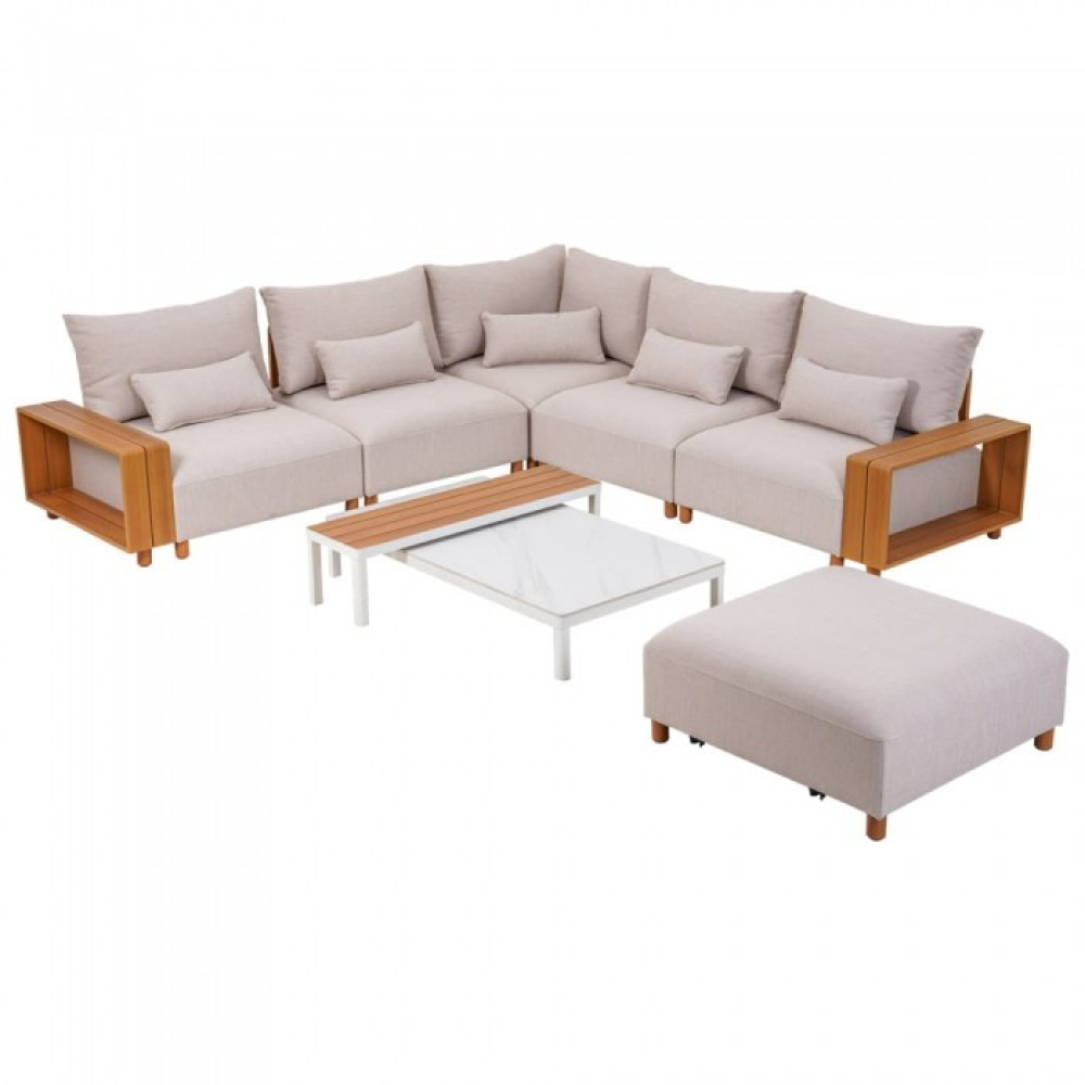 Комплект мебели Kalem бежов с калъфи за тераса и градина