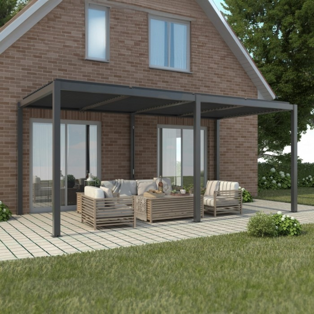 Пергола LUXE 5.8x3 антрацит с LED и регулируеми жалузи