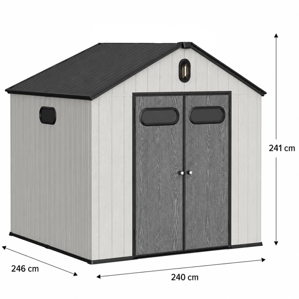 Градинска къща-барака 240 × 246 × 241 см. HDPE- пластмаса Градинска къща-барака 240 × 246 × 241 см. HDPE- пластмаса
